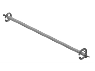 A long metal screw with a nut Description automatically generated
