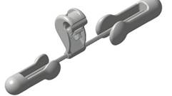 A close-up of a wire with a clip

Description automatically generated